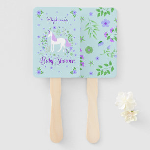 Éventail Joli Baby shower d'Aqua violet Unicorne