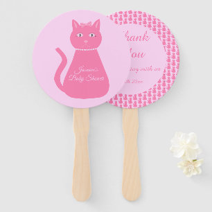 Éventail Joli bébé rose fille chat Baby shower personnalisé