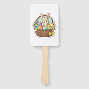 Éventail Joli lapin de Pâques avec un panier Décoré Pâques