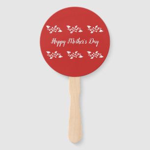 Éventail Joyeuse fête des mères rouges et blanches