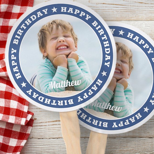 Éventail Joyeux anniversaire Simple moderne photo personnal (Créateur téléchargé)