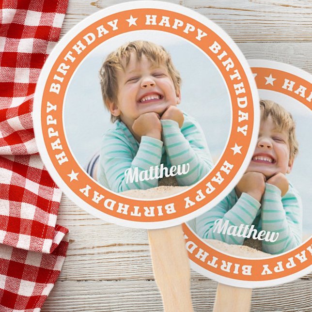 Éventail Joyeux anniversaire Simple moderne photo personnal (Créateur téléchargé)
