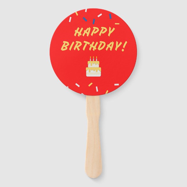 Éventail Joyeux anniversaire sur rouge (Devant)