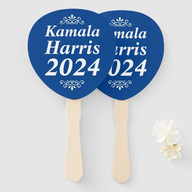 Éventail Kamala Harris 2024 Texte personnalisé Ornements bl (Devant et derrière)
