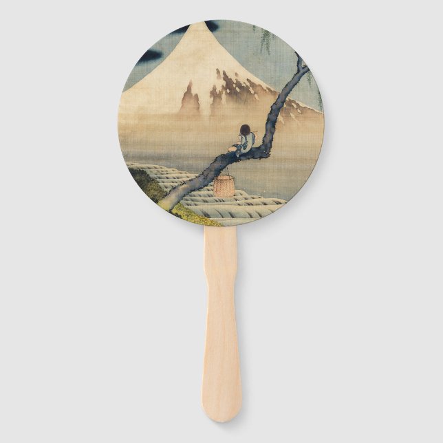 Éventail Katsushika Hokusai - Garçon regardant le Mont Fuji (Devant)