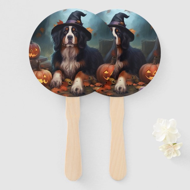 Éventail La peur de l'Halloween Citrouille bernoise (Devant et derrière)