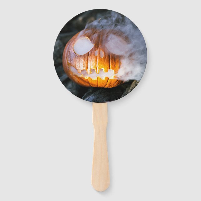 Éventail La tête Jack-o-Lantern d'un cavalier sans tête (Devant)