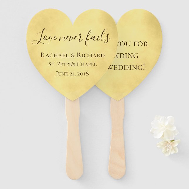 Éventail L'amour d'or n'échoue jamais Mariage (Devant et derrière)