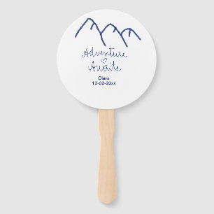 Éventail L'aventure attend le coeur de montagne bleu ajoute