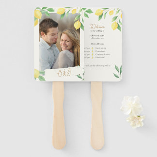 Éventail Lemon Citrus Greenery Wedding Ceremony Fan Program
