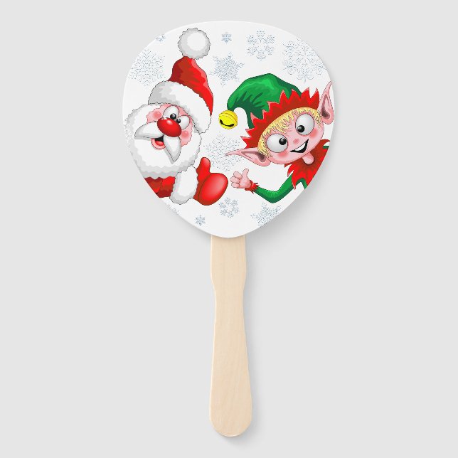 Éventail Les personnages de Noël de père Noël et Elf (Devant)