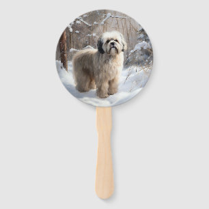 Éventail Lhasa Apso Qu'il neige Noël