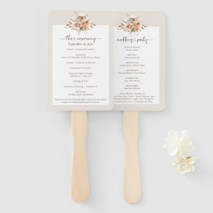 Éventail Light Earth Tone Floral Wedding Programme / Fête