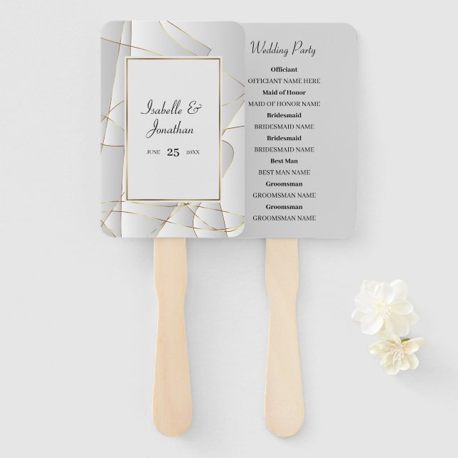 Éventail Lignes d'or (Devant et derrière)