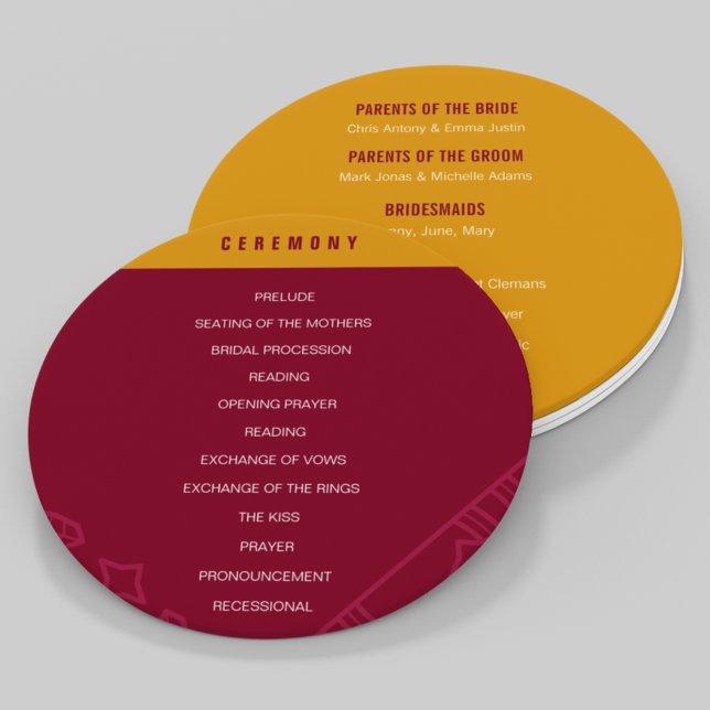 Éventail Liste des mariages (Try out this wedding program details hand fan which is more using for outdoor wedding during summer)