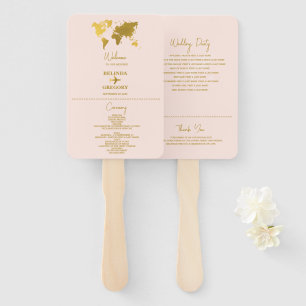 Éventail Livret de mariage Rose poudré Or Programme