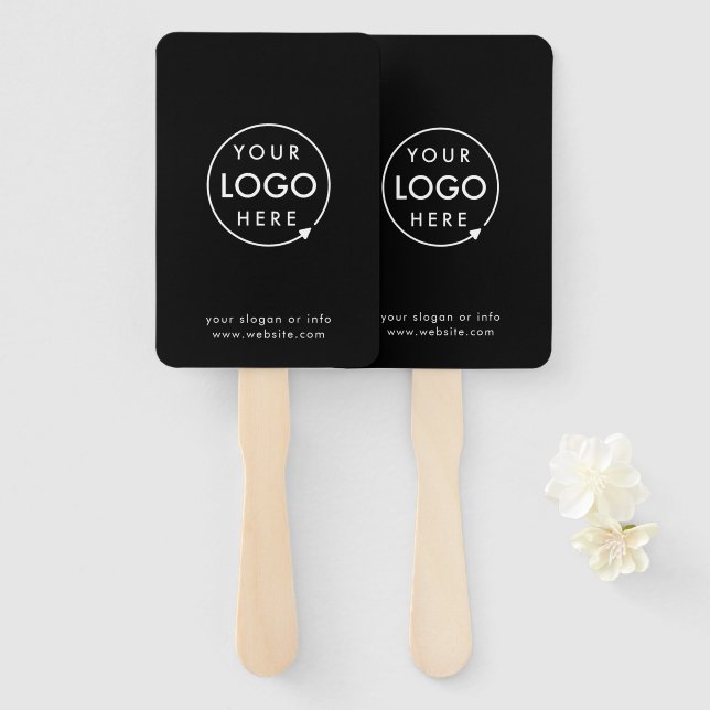 Éventail Logo d'entreprise | Moderne Black Promotional (Devant et derrière)
