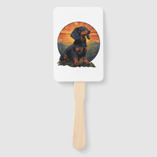 Éventail Long Haired Dachshund amoureux de animal retro vin