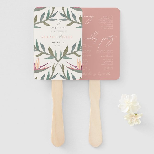 Éventail Lovebirds au Paradis (Devant et derrière)