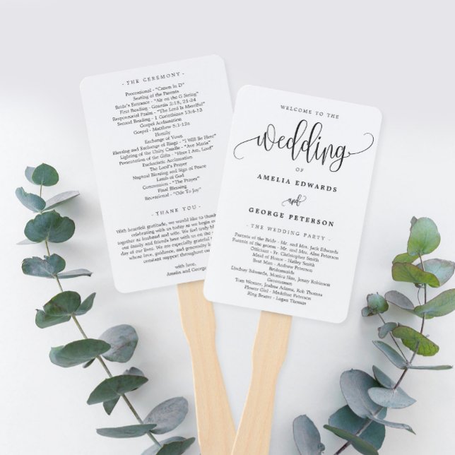 Éventail Lovely Calligraphy EDITABLE COULEUR Wedding Progra (Créateur téléchargé)