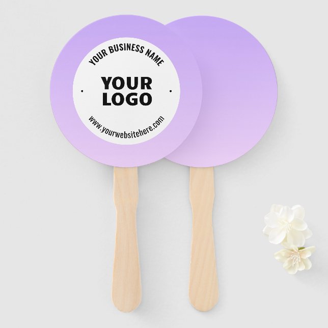 Éventail Lumière subtile violet Ombre et logo de votre entr (Devant et derrière)