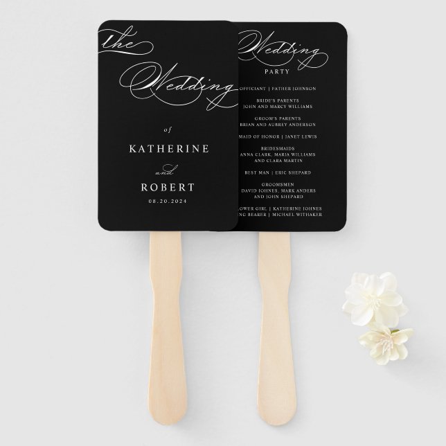 Éventail Luxueux programme de mariage de typographie (Devant et derrière)