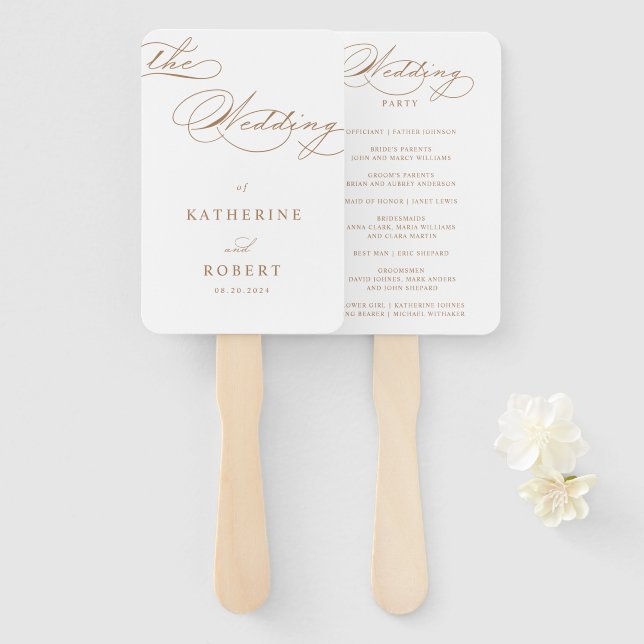 Éventail Luxueux programme de mariage de typographie (Devant et derrière)
