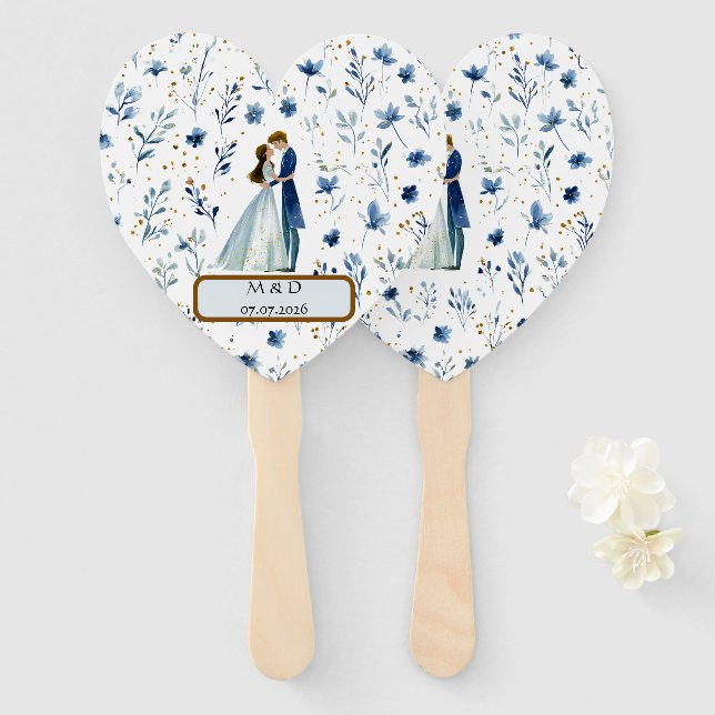 Éventail Magical Wedding Hand Fans – Watercolor Style (Devant et derrière)