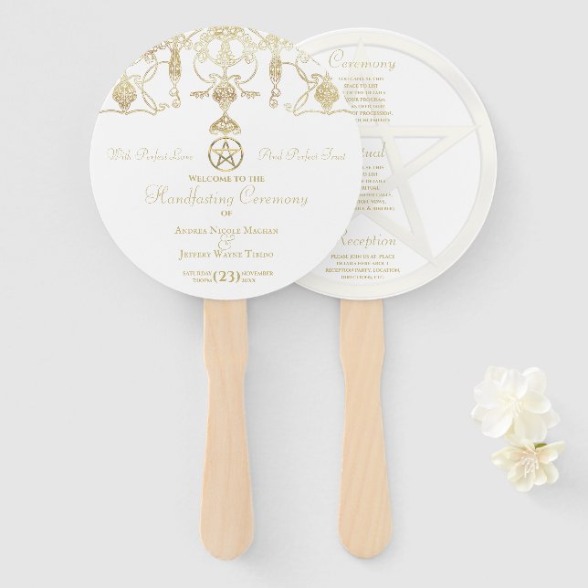 Éventail Manipulation élégante de Pentacle Or (Devant et derrière)