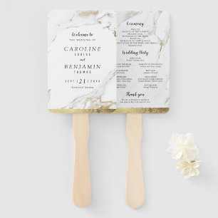 Éventail Marbre d'or Faux programme de mariage moderne