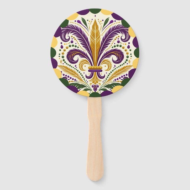 Éventail Mardi Gras fleur de lis  (Devant)