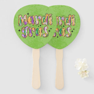 Éventail Mardi Gras jaune vert pourpre