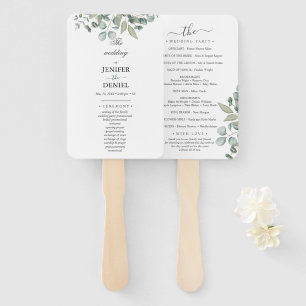 Éventail Mariage avec verdure d'eucalyptus