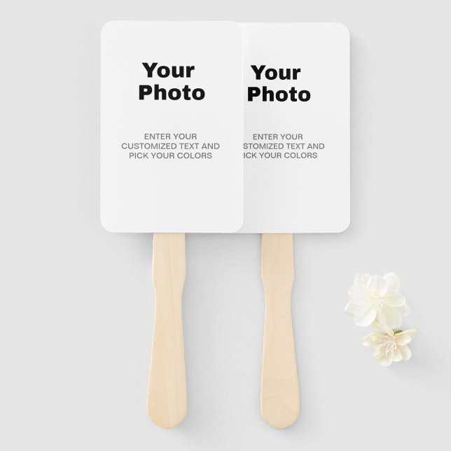 Éventail Mariage blanc moderne photo personnalisée (Devant et derrière)