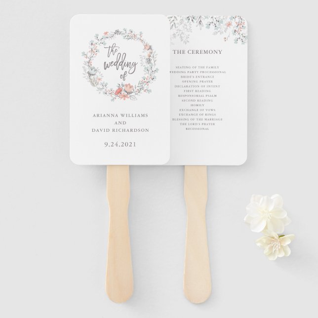Éventail Mariage botanique de Blue Boho (Devant et derrière)