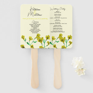 Éventail Mariage d'aquarelle jaune