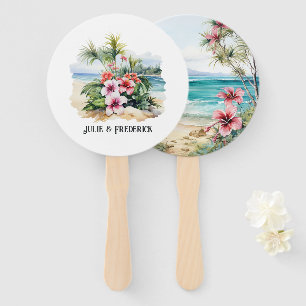 Éventail Mariage de destination caribéen à l'aquarelle