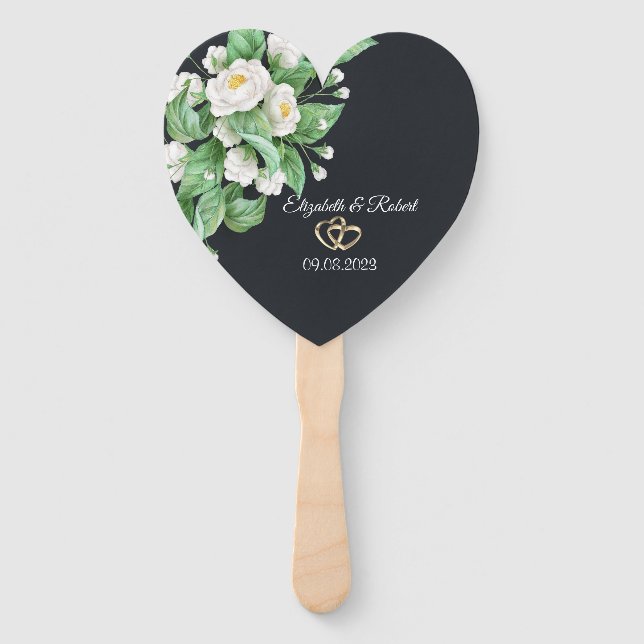 Éventail Mariage de fleurs blanches (Devant)