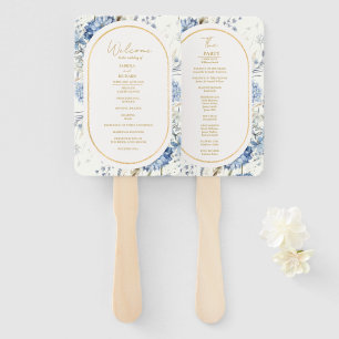 Éventail Mariage de fleurs de printemps bleu Dusty