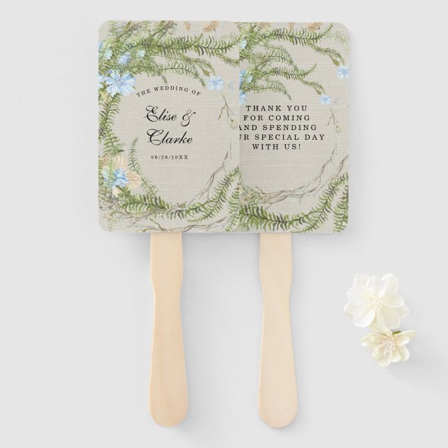 Éventail Mariage de la couronne de foune d'été rustique (Devant et derrière)