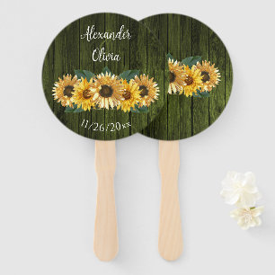 Éventail Mariage de tournesol vert rustique Favoriser le ve