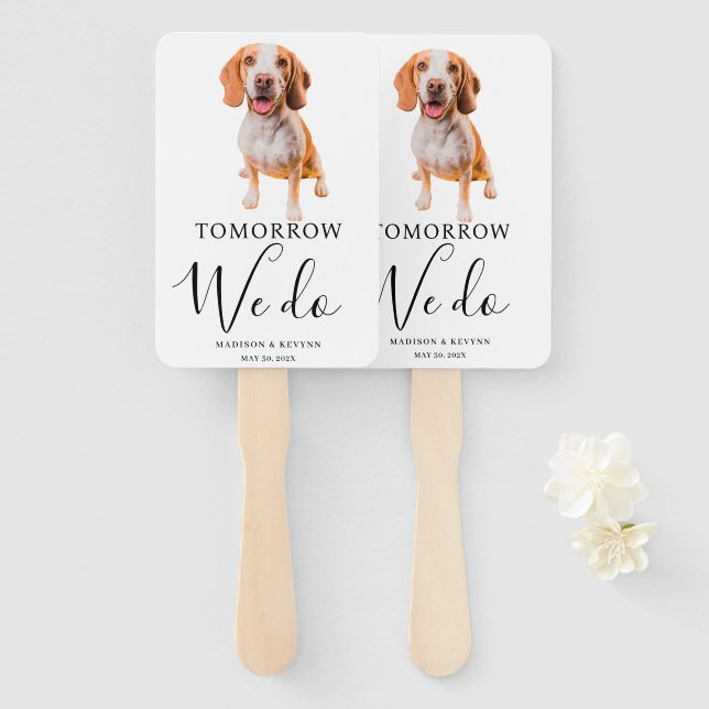 Éventail Mariage de ventilateur à main de chien (Devant et derrière)