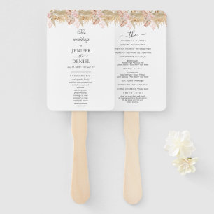 Éventail Mariage Décor Fleur de Palmier et de Pampa Neutre