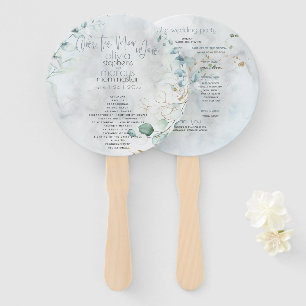 Éventail Mariage Dusty Blue Over the Moon in Love