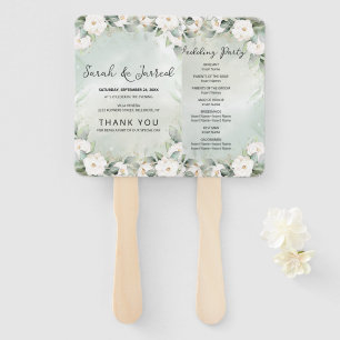 Éventail Mariage Feuille des Roses blanches