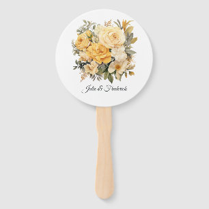 Éventail Mariage floral couleur champagne