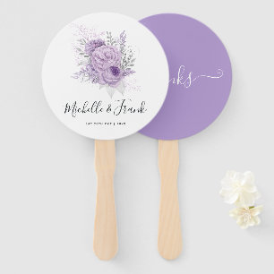 Éventail Mariage floral lavande et argent