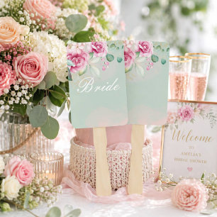 Éventail Mariage floral rose