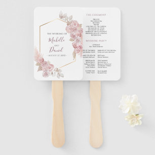 Éventail Mariage floral rose or de Bohême