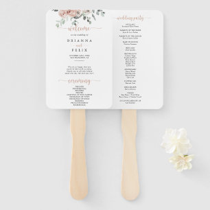 Éventail Mariage Floral Rose Poussiéreuse Classique 